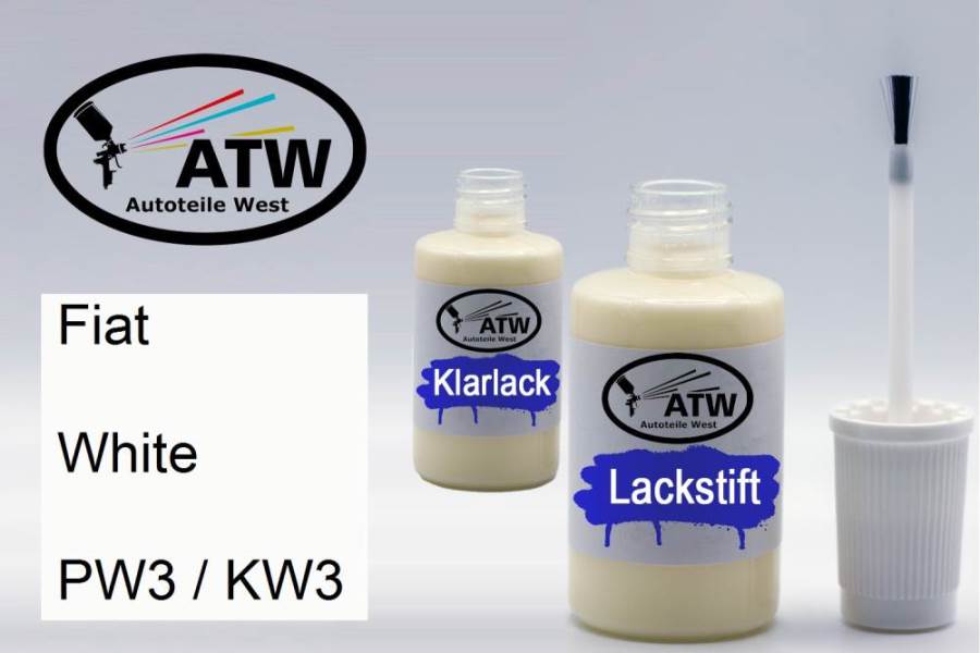 Fiat, White, PW3 / KW3: 20ml Lackstift + 20ml Klarlack - Set, von ATW Autoteile West.